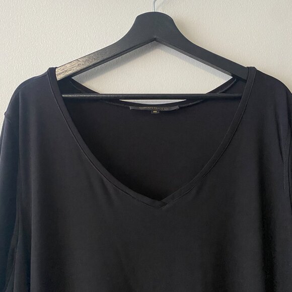 Brian Bailey Black V-Neck Long Sleeve Top With Sheer Scarf - Picture 6 of 11